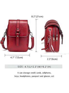 Women Vintage Crossbody Phone Bag, Small Messenger Shoulder Bag Wallet Purse